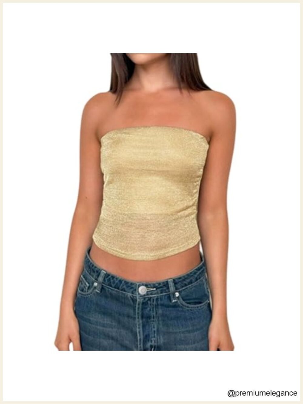 Women's Sheer Mesh Strapless Tube Top Y2K Glitter Crop Going Out